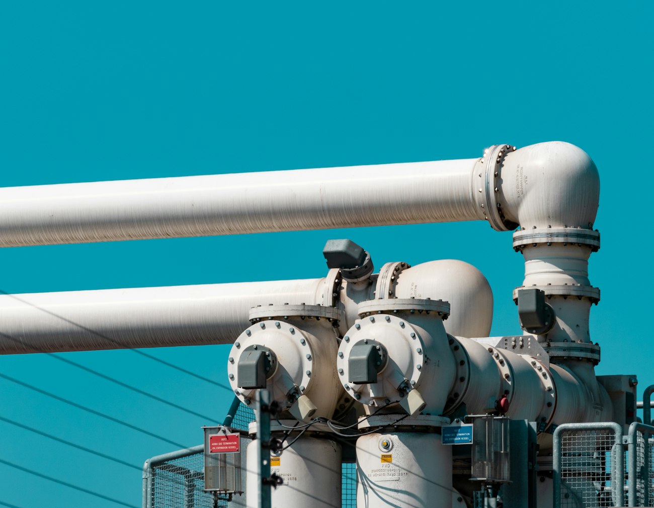 Process piping and valves at a water treatment plant